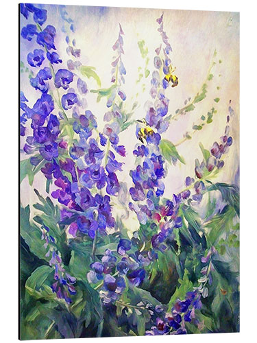 Aluminiumtavla Delphiniums in watercolor