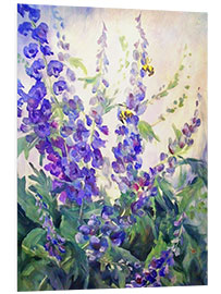 Print på skumplade Delphiniums in watercolor