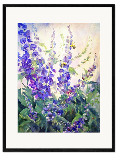 Framed art print Delphiniums in watercolor