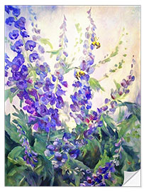 Naklejka na ścianę Delphiniums in watercolor