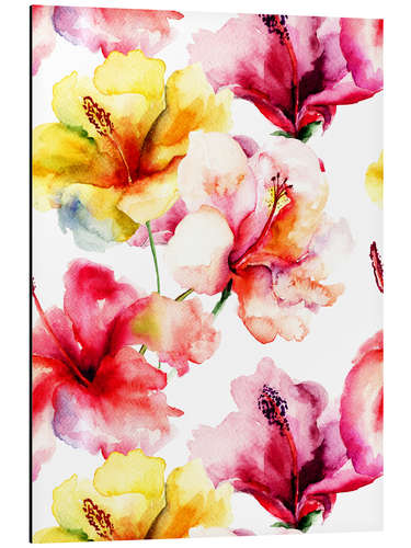 Tableau en aluminium Fleurs de lis à l'aquarelle