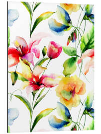 Tableau en aluminium Fleurs sauvages en aquarelle