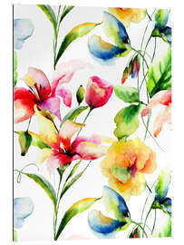 Tableau en plexi-alu Fleurs sauvages en aquarelle