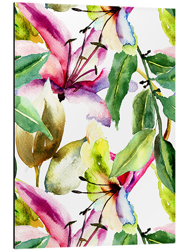 Aluminium print Lilies in watercolor