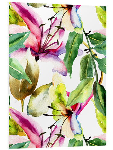 Foam board print Lilies in watercolor