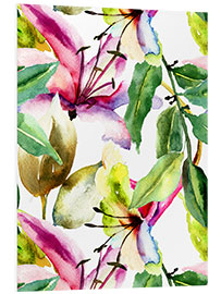 Foam board print Lilies in watercolor