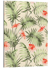 Aluminium print Palm trees and hibiscus