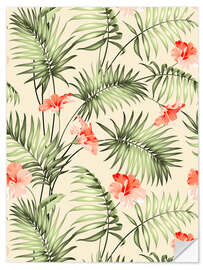 Wall sticker Palm trees and hibiscus