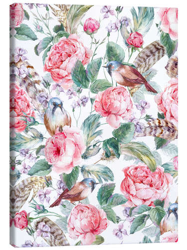 Canvas print Birds and Roses