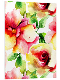 Foam board print Watercolor painting with rose petals