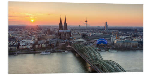 Stampa su PVC Panorama view of Cologne at sunset