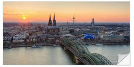 Wandsticker Panoramablick auf Köln bei Sonnenuntergang