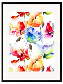 Framed art print Poppies and Tulips