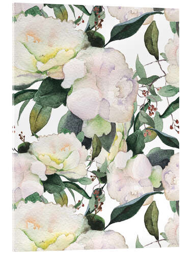 Acrylic print White Peonies