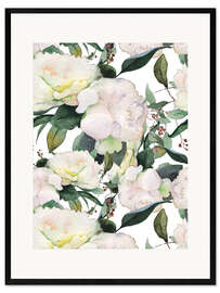 Framed art print White Peonies