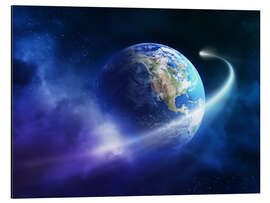 Magnettafel Erde und Komet mit Schweif