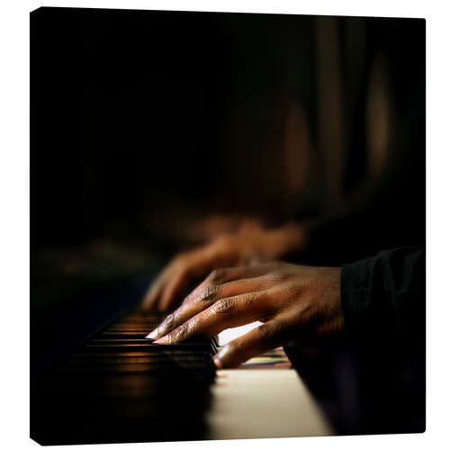 Lærredsbillede Close-up of a pianist's hands playing the piano