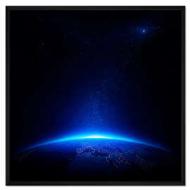 Gerahmter Kunstdruck Sonnenaufgang aus dem Weltraum