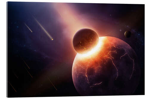 Akryylilasitaulu Planet earth destroyed in collision with asteroid