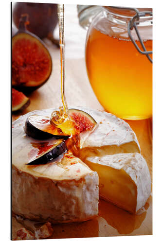 Aluminium print Brie Cheese and Figs with honey