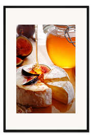 Gerahmter Kunstdruck Brie-Käse und Feigen mit Honig