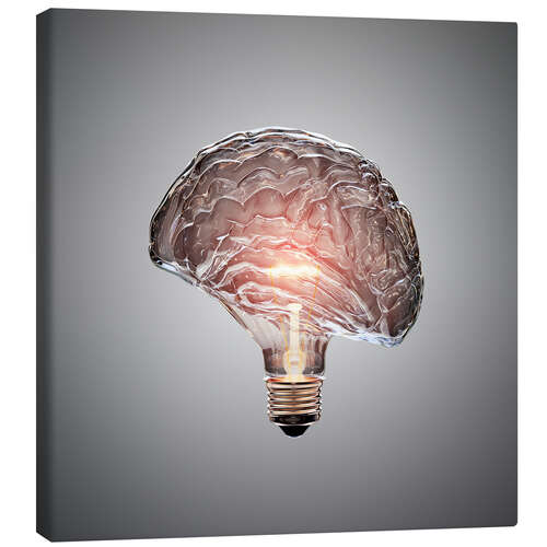 Canvas print Conceptual light bulb brain illustrated