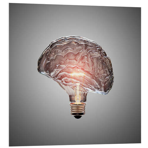 PVC print Conceptual light bulb brain illustrated