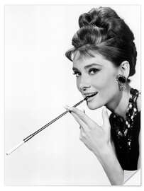 Muursticker Audrey Hepburn met sigarettenhouder