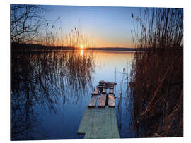 Gallery print Landscape: wooden jetty at sunset on lake Varese, Italy