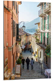 Alubild Straße in der Stadt Bellagio, See Como, Italien