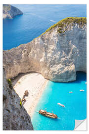 Selvklæbende plakat Shipwreck beach on Zakynthos