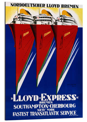 Tableau en aluminium Norddeutscher Lloyd Bremen / Lloyd Express. 1929