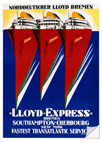 Wandsticker Norddeutscher Lloyd Bremen / Lloyd Express. 1929