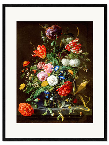 Ingelijste kunstdruk Stilleven vaas met bloemen