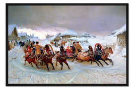 Gerahmter Kunstdruck Mit den Troikas zum Faschingsvergnügen. 1889