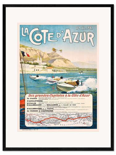 Ingelijste kunstdruk Côte d'Azur