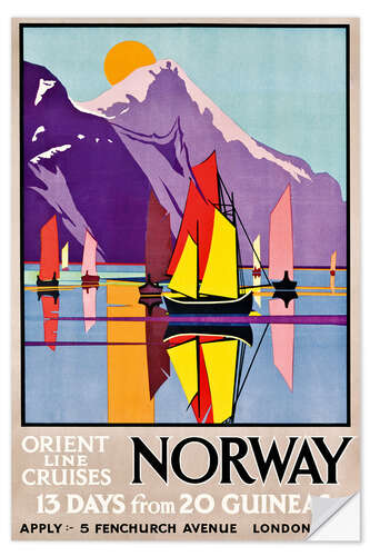 Selvklebende plakat Orient Line Cruises Norway