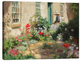 Canvas print Lesende Frau im Garten. Um 1900