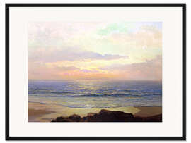 Gerahmter Kunstdruck Sonnenuntergang über dem Meer.