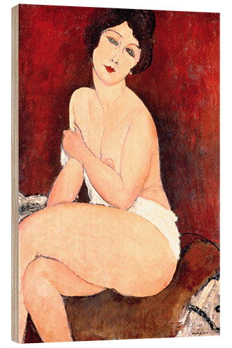 Wood print Seated nude on a sofa (or: La belle Romaine)