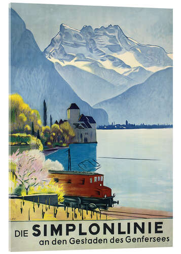 Akrylbilde Simplon line - train ride around Lake Geneva.
