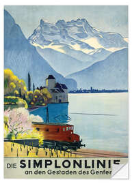 Selvklæbende plakat Simplon line - train ride around Lake Geneva.