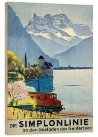 Quadro de madeira Simplon line - train ride around Lake Geneva.