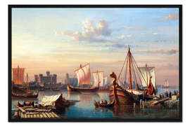 Gerahmter Kunstdruck Wikingerschiffe auf der Themse.