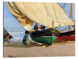 Magnettafel Fischer, verankerte Boote, Valencia.