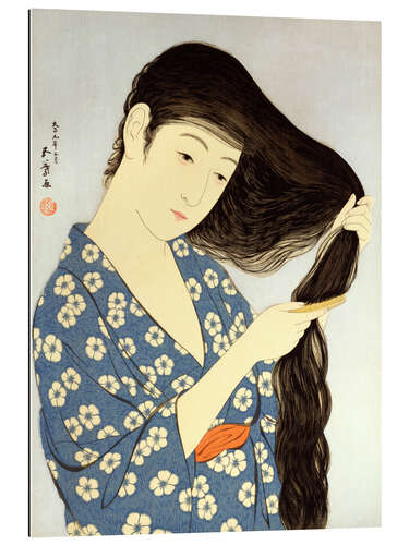 Gallery print Young woman combing her hair