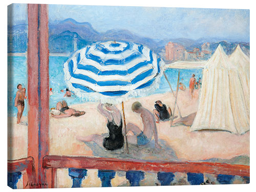 Lienzo Cannes, blauer Sonnenschirm und Zelte
