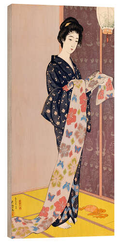 Holzbild Junge Frau in einem Sommer-Kimono (Dai-oban tate-e).