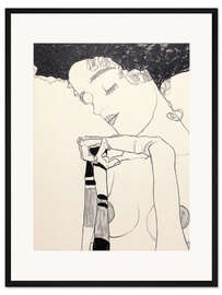 Gerahmter Kunstdruck Gerti Schiele in kariertem Tuch (Detail)