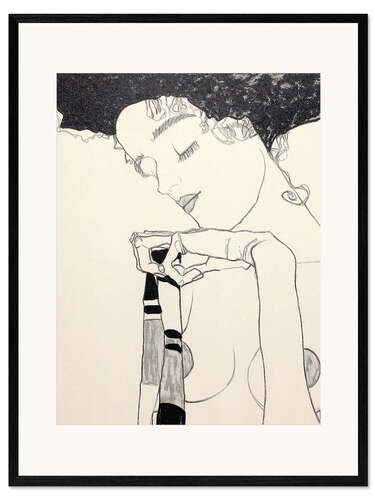 Kunsttryk i ramme Gerti Schiele in a Plaid Garment (detalje)
